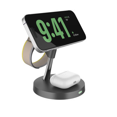 2025 T269D Магнитное быстрое зарядное устройство 15W/10W/7.5W/5W Регулируемая скоба 4 в 1 Беспроводное зарядное устройство