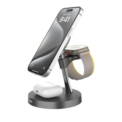 Хорошая цена Чёрный белый цинковый сплав многофункциональный Apple Fast Magnetic 4 In1 беспроводная станция зарядки совместимая с Samsung Apple онлайн
