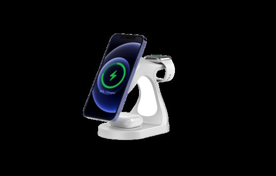 Хорошая цена Y008 4 в 1 Умная магнитная беспроводная станция зарядки, стиль дельфин Y008 4 в 1 беспроводное зарядное устройство для Apple онлайн