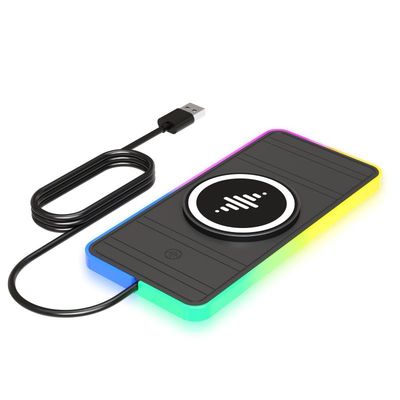 Хорошая цена Черная RGB автомобильная беспроводная зарядная панель для Apple iPhone/Watch 9V/2A Защита входного питания онлайн