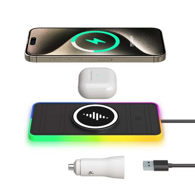 Хорошая цена RGB Car Wireless Charging Pad Для Apple iPhone/Watch Выход 15 Вт Защита от питания онлайн