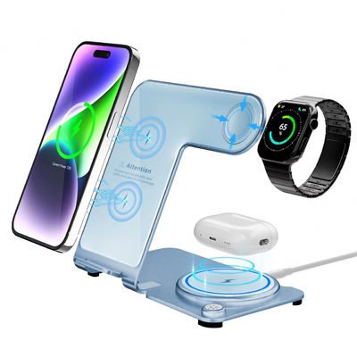 Хорошая цена PD/QC Metal Wireless 3 в 1 зарядный стенд 6 мм расстояние зарядки онлайн