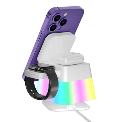 Многофункциональная станция беспроводной зарядки 4 в 1 с вращающимся корпусом и подвижной крышкой