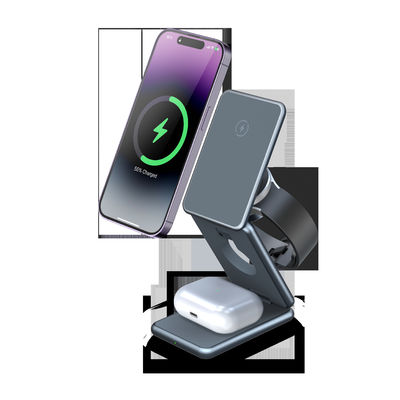 AK09 Складная станция зарядки 3 в 1 для нескольких устройств Apple, магнитная станция беспроводной зарядки для iPhone 16