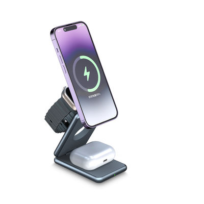 Складчатая алюминиевая сплав 3 в 1 зарядная станция для iPhone 16/15/14/13/12 серии airpods