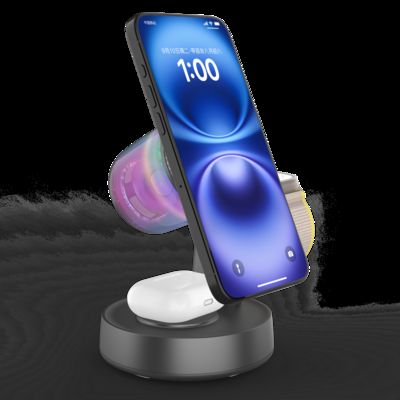 Хорошая цена Stylish Qi 2.2 Wireless Charger and Bluetooth 5.2 Speaker Combo Support both Samsung & Apple Devices онлайн