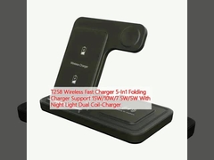 T258 Беспроводное быстрое зарядное устройство 5-В1 Поддержка складной зарядки 15W/10W/7.5W/5W с ночным светом