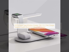 V2206 Stand Type Wireless Charger 15W 3 в 1 быстрое зарядное устройство Поддержка Iwatch Алюминиевая сплав быстрое зарядное устройство